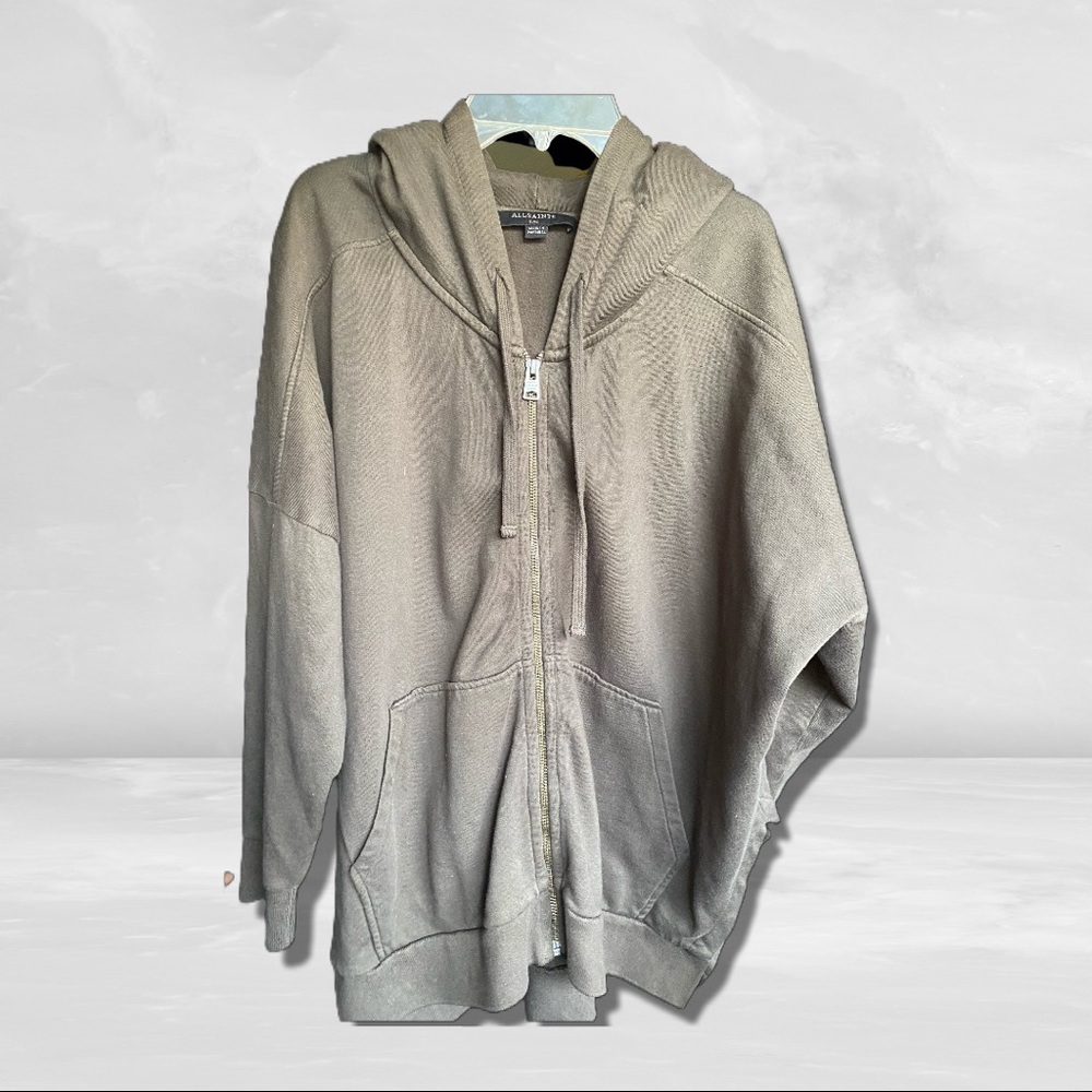 ALL SAINTS Emmy zip hoodie S/M green
